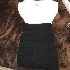 White and black bouncy pencil skirt dress